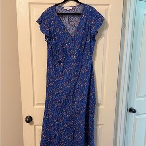 Blue Floral Wrap Maxi Dress - Unbranded